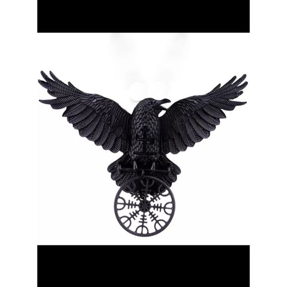 Black titanium raven Crow hair clip boho punk goth large wing span about 5in new - Picture 9 of 10